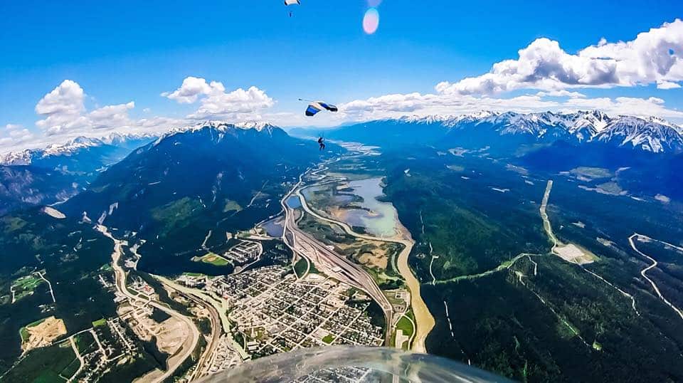 skydiving over Golden, BC